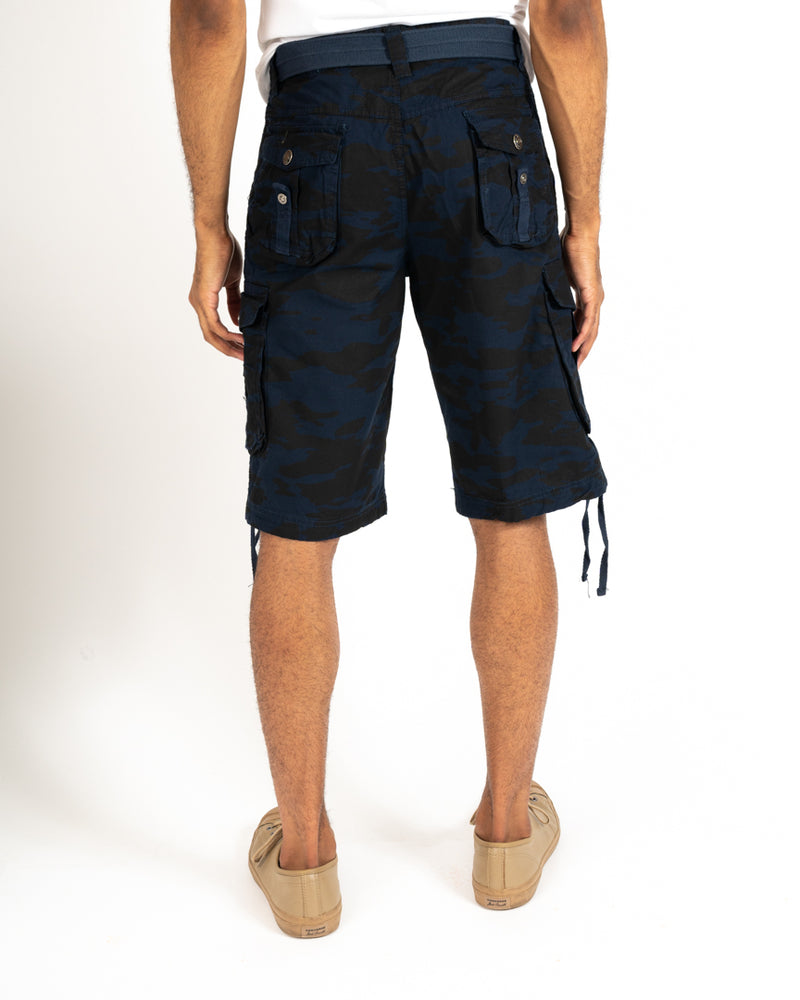 Navy Camo Belted Cargo Short