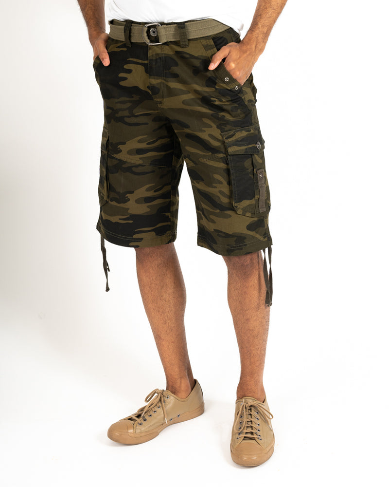 Olive Camo Belted Cargo Short