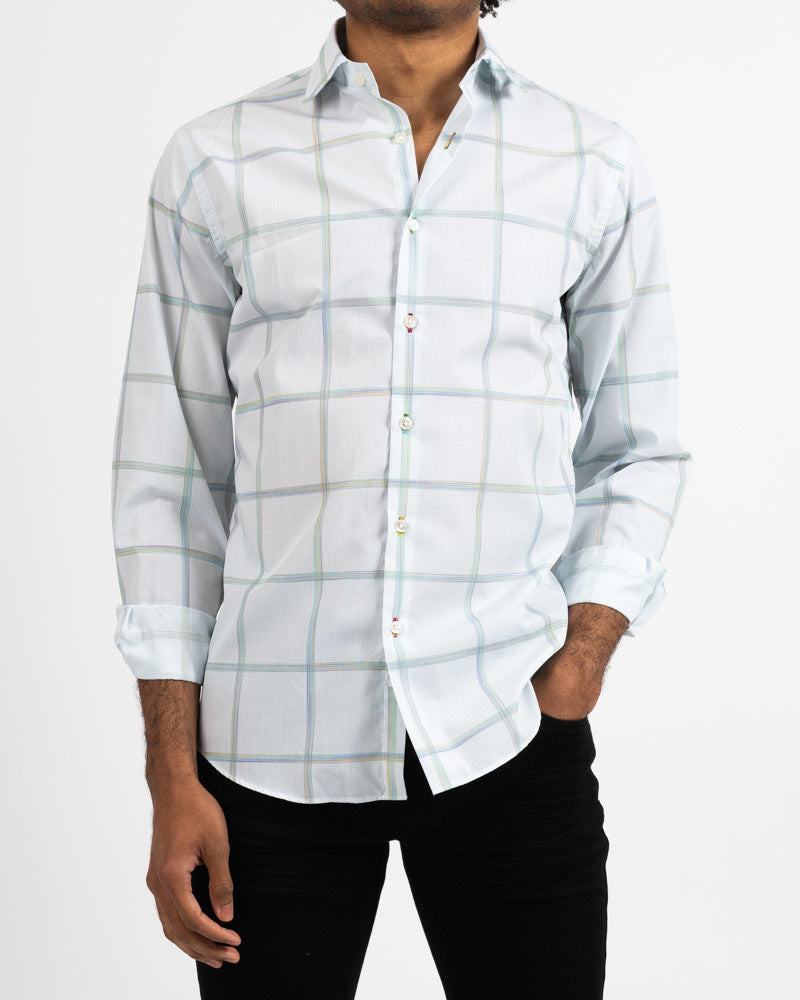 SpaceDyed Plaid Windowpane Slim-Fit Shirt
