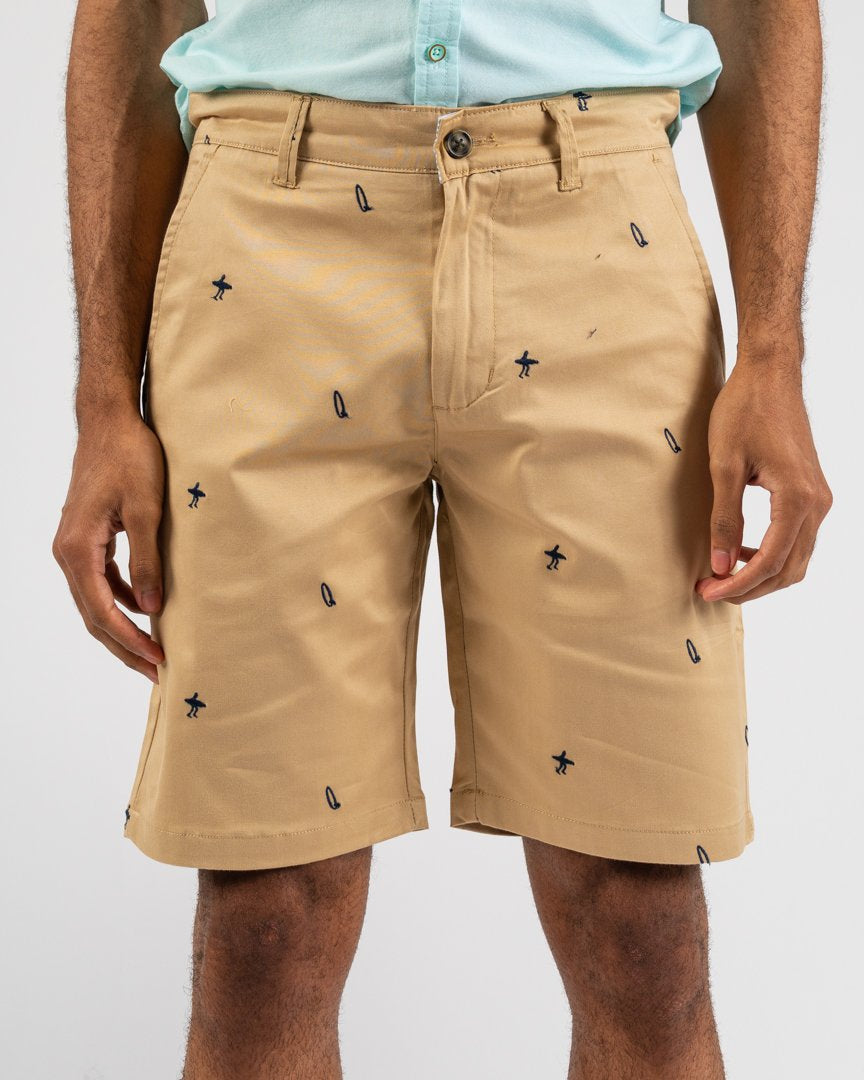 Khaki Flat Front Surfer Shorts