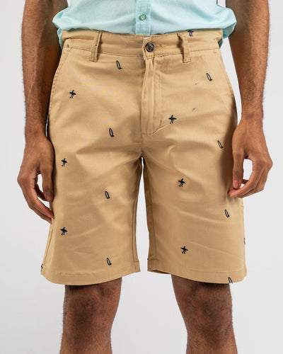Khaki Flat Front Surfer Shorts