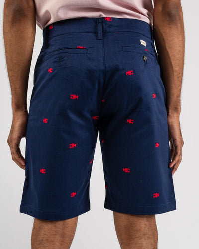 Navy Flat Front Lobster Shorts