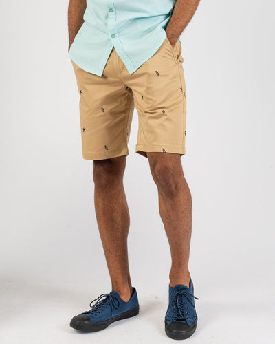 Khaki Flat Front Surfer Shorts