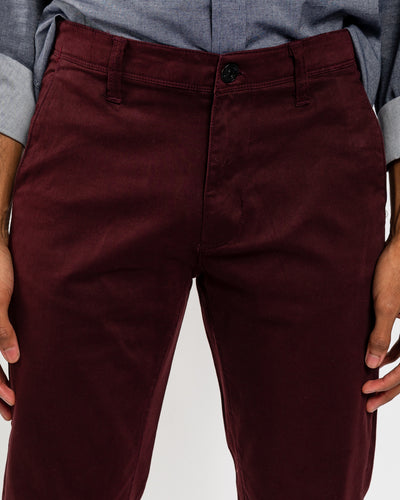 Burgundy Stretch Sateen Slim-Fit Chino