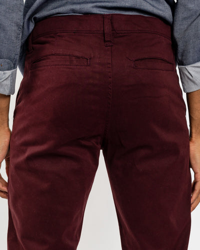 Burgundy Stretch Sateen Slim-Fit Chino