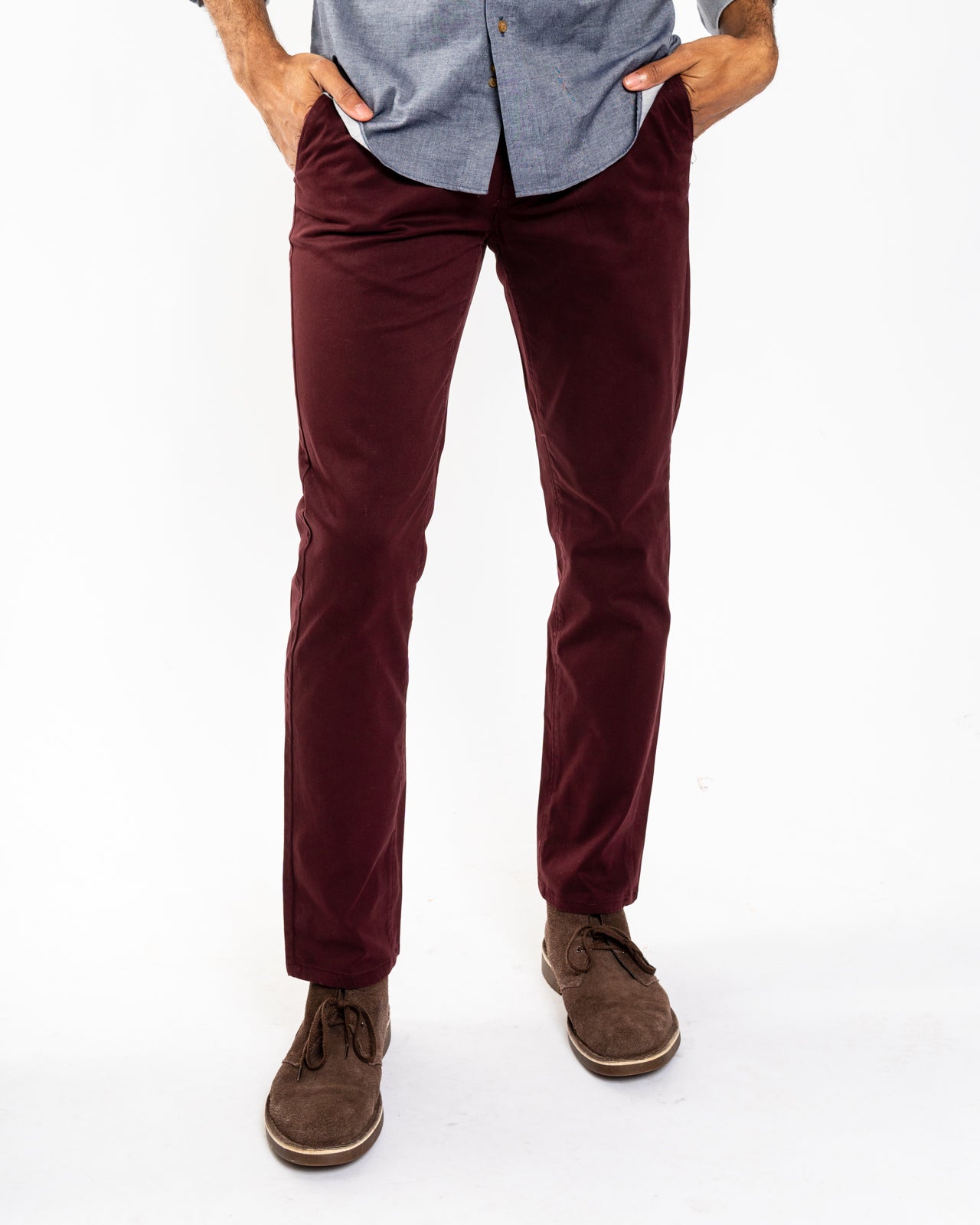 Burgundy Stretch Sateen Slim-Fit Chino - Alexander Julian Burgundy Stretch Sateen Slim-Fit Chino - Alexander Julian