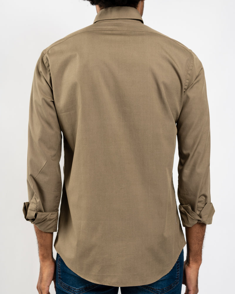 Khaki Organic Cotton Poplin Shirt