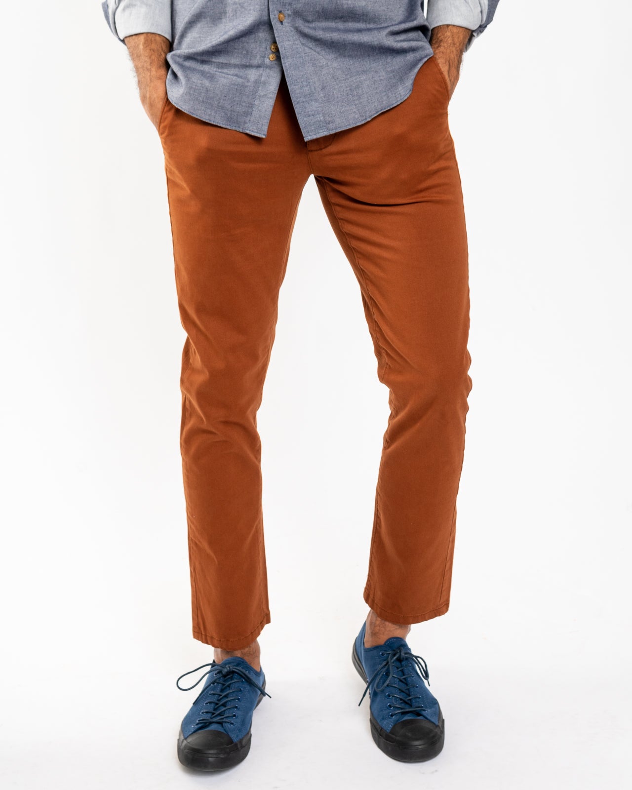 Chestnut Stretch Sateen Slim Fit Chino
