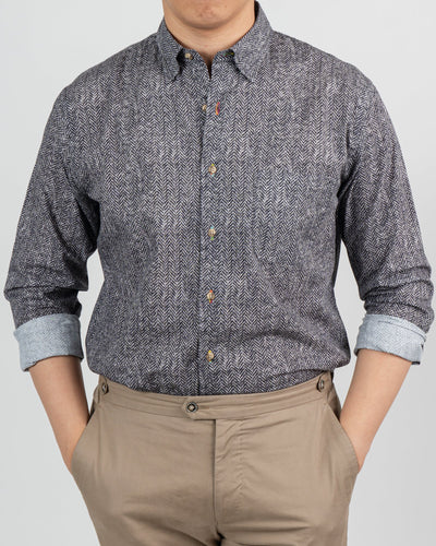 Black/White Herringbone Shirt