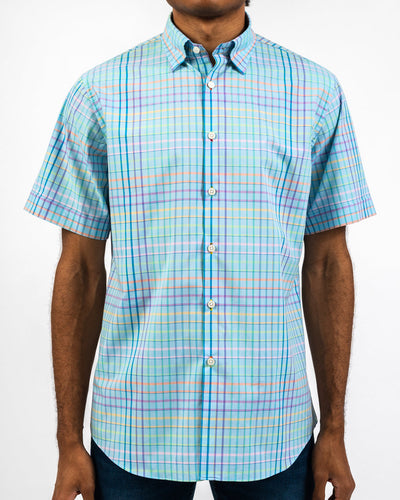 Color Wheel Short Sleeve Cotton Slim-Fit Shirt