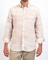 Ikat Beige Linen Slim-Fit Shirt