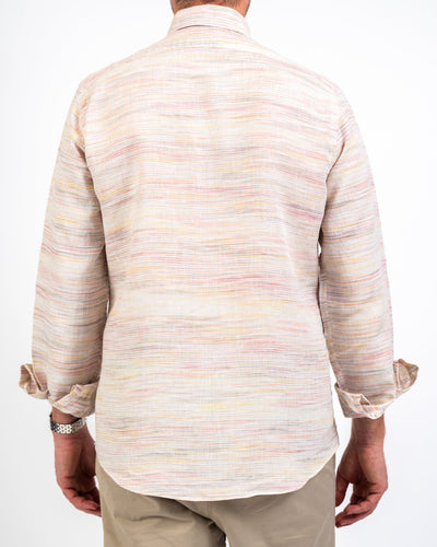 Ikat Beige Linen Slim-Fit Shirt