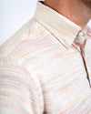 Ikat Beige Linen Slim-Fit Shirt