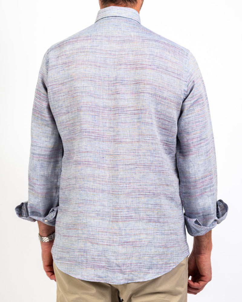 Ikat Grey Linen Slim-Fit Shirt