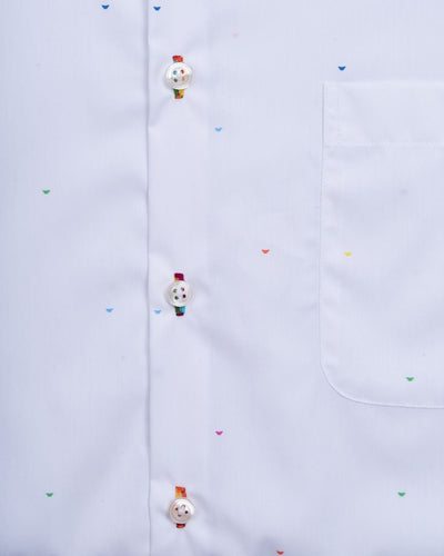 White Butterfly Dot Slim-Fit Shirt