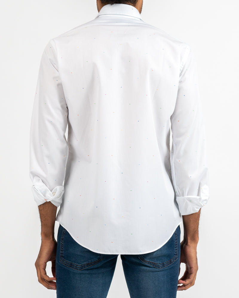 White Butterfly Dot Slim-Fit Shirt